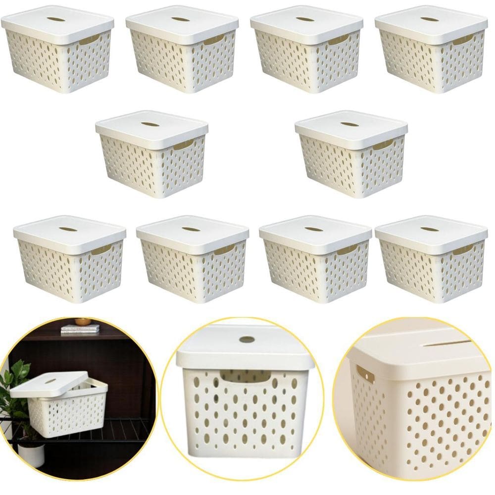 Kit 10 Caixa Cesto Organizador Multiuso Empilhável 17L