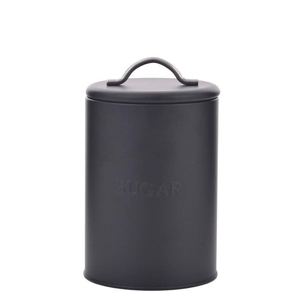 Lata Hermética Açúcar Relevo Preta 12X19X12Cm Metal