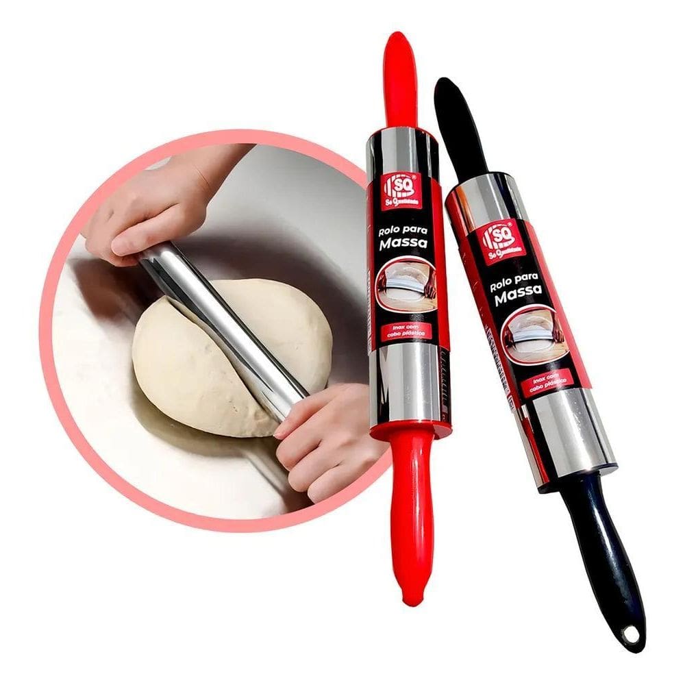 10X Rolo De Abrir Massas Macarrão Aço Inox Antiaderente Cil