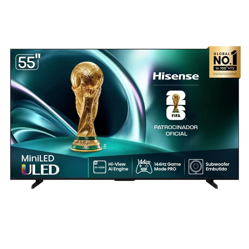 Smart TV Hisense MiniLED 4K 55” Polegadas com Processador AI, Filmmaker Mode, Alexa e Wi-Fi - 55U7QG