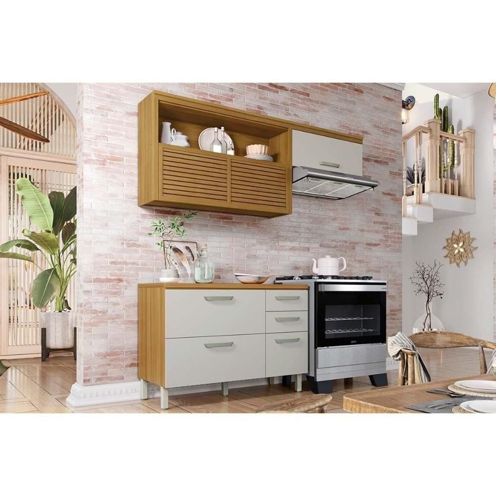 Cozinha Modulada Completa Princesa 2 Peças (1aéreo+1balcão) C2p45 Freijo-off White - Nesher