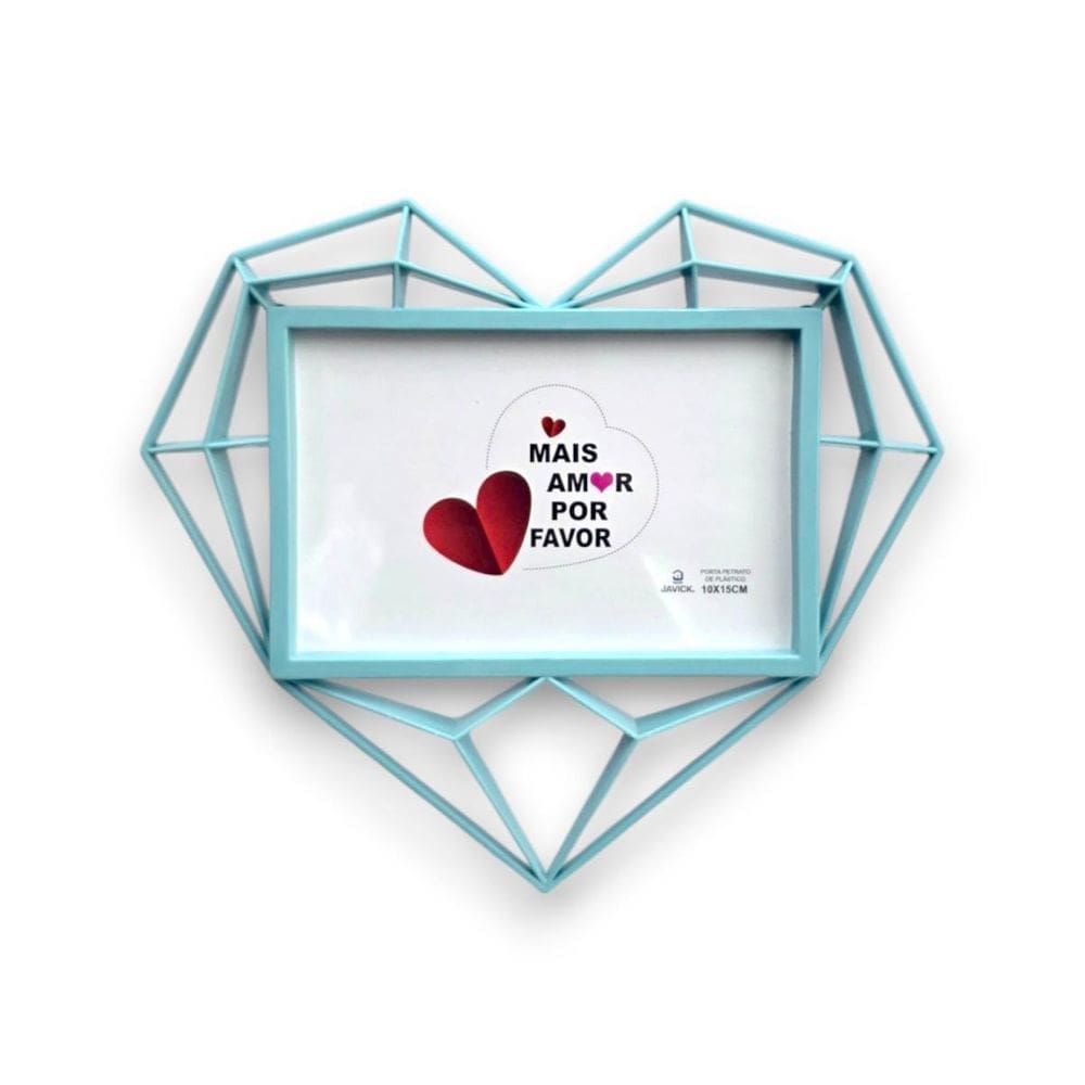 Porta Retrato Com Apoio Em Formato De Coração 10X15 - Azul