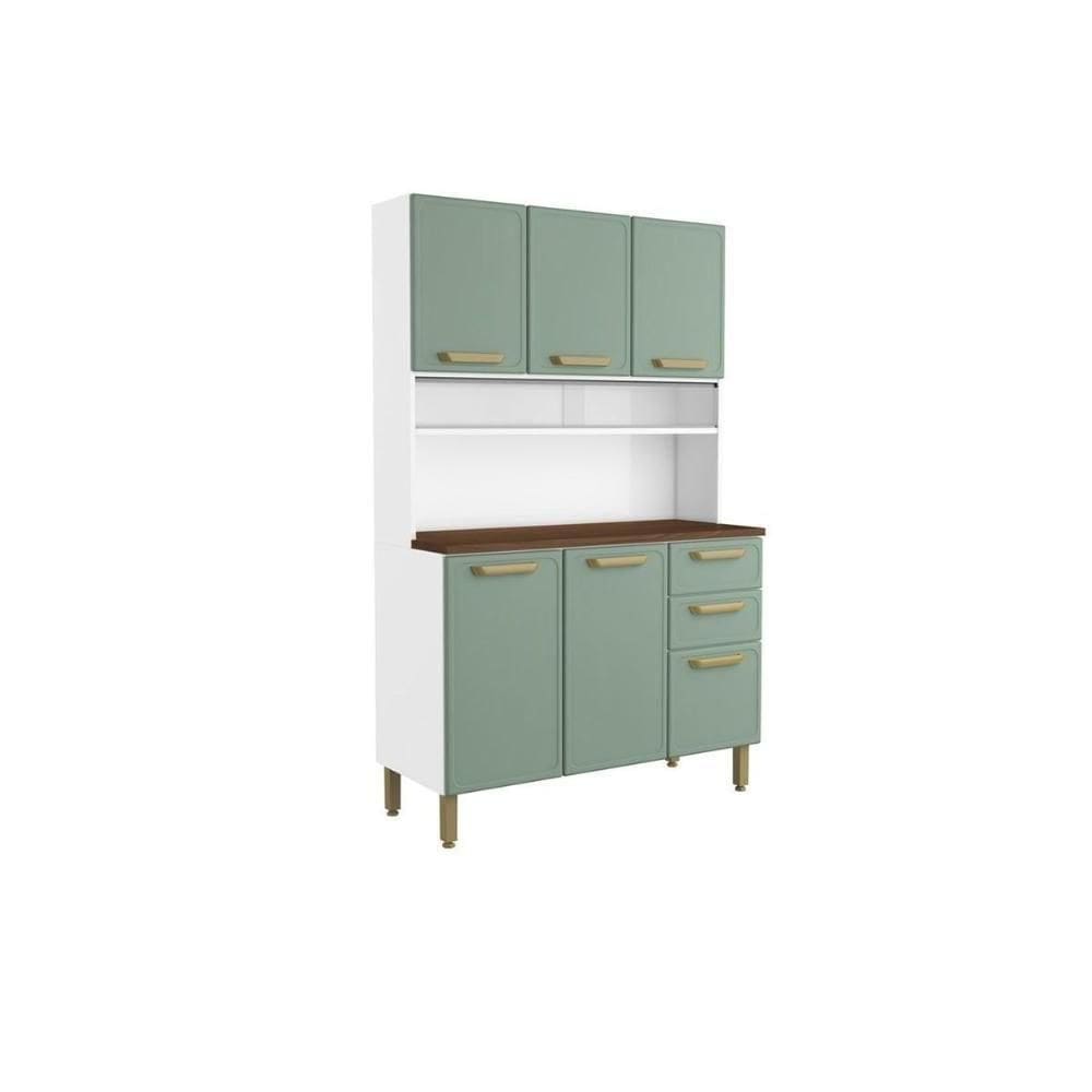 Kit De Cozinha Compacta Bella C- 6 Portas E 2 Gavetas 120cm Verde - Bertolini
