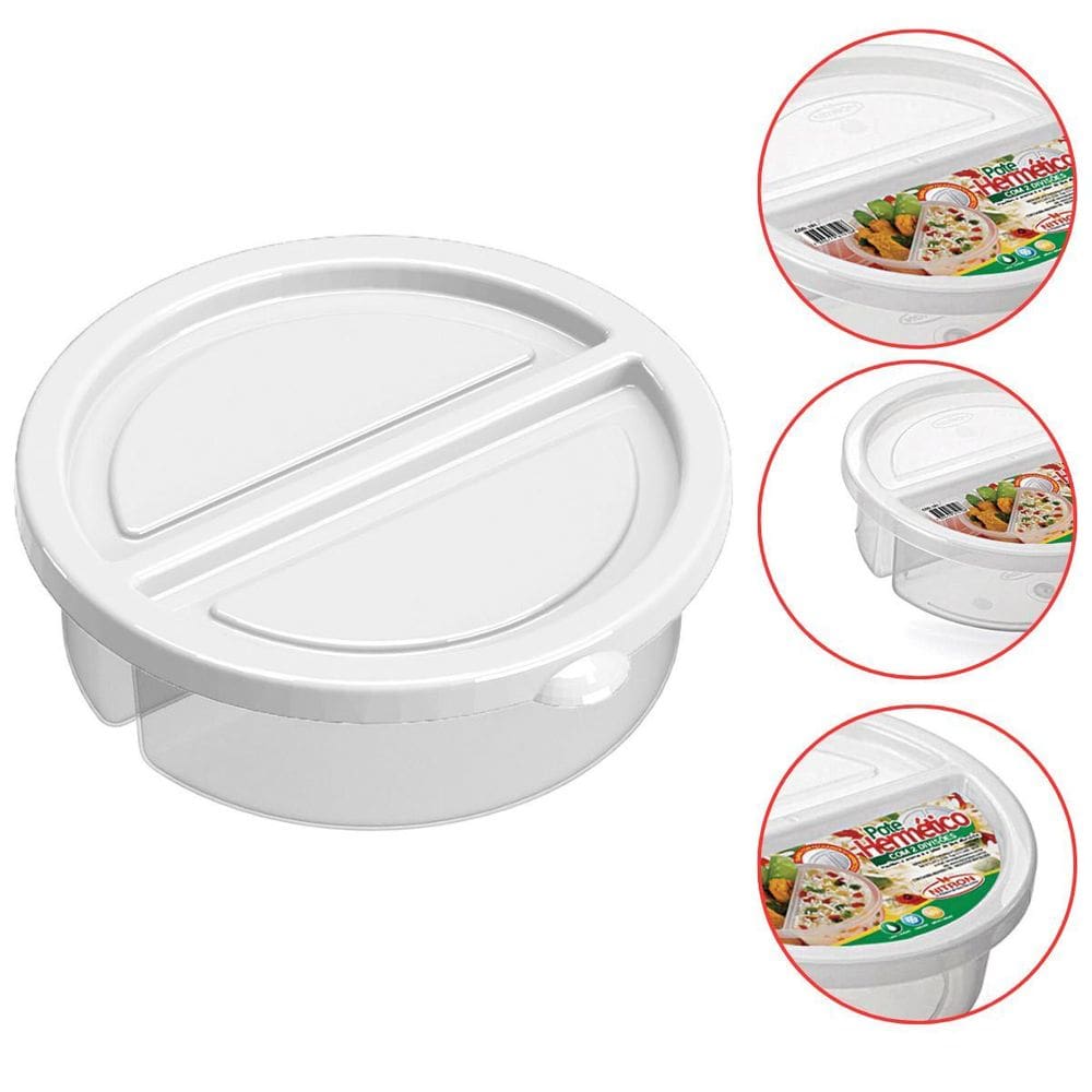Pote Para Alimentos Redondo Com 2 Divisões 720Ml Pbpa Free