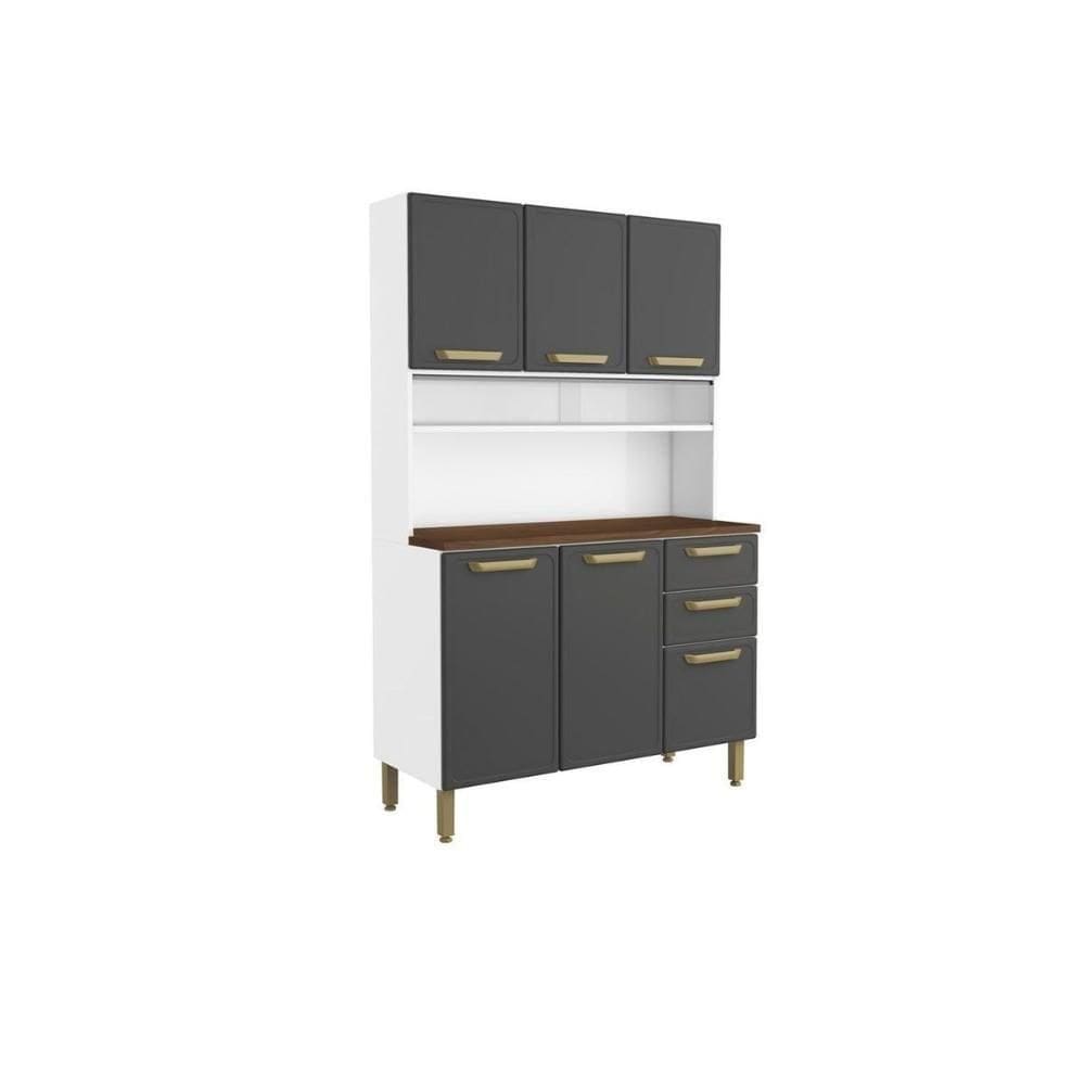Kit De Cozinha Compacta Bella C- 6 Portas E 2 Gavetas 120cm Grafite - Bertolini