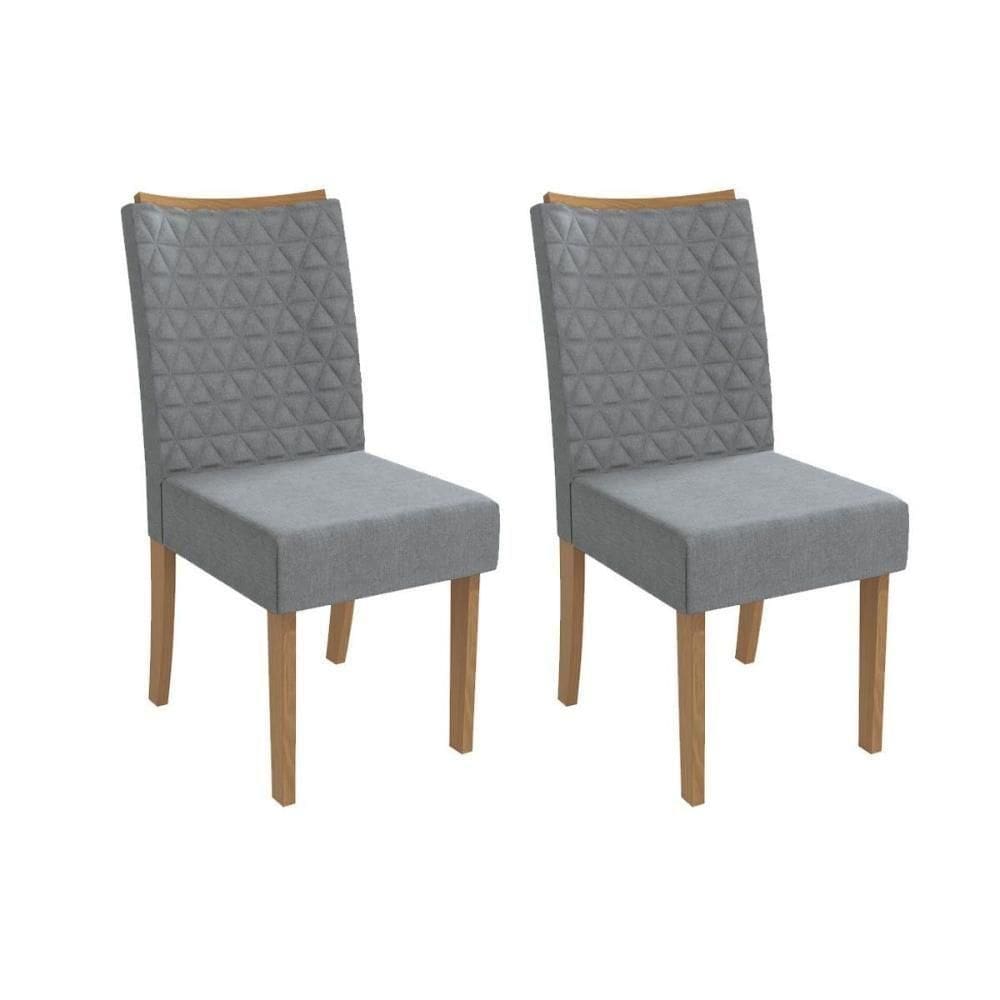 Cadeira Sala De Jantar Rosa 2cad129 Madeirado Kit 2 Un Canela-linho Grafite - Kappesberg