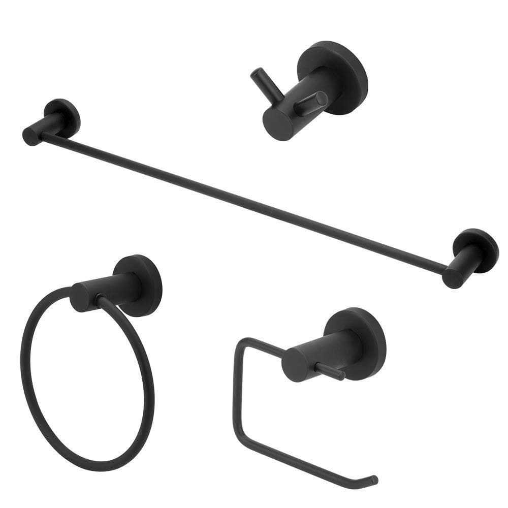 Kit Acessórios Banheiro Inox Preto/Black 4 Peças Completo