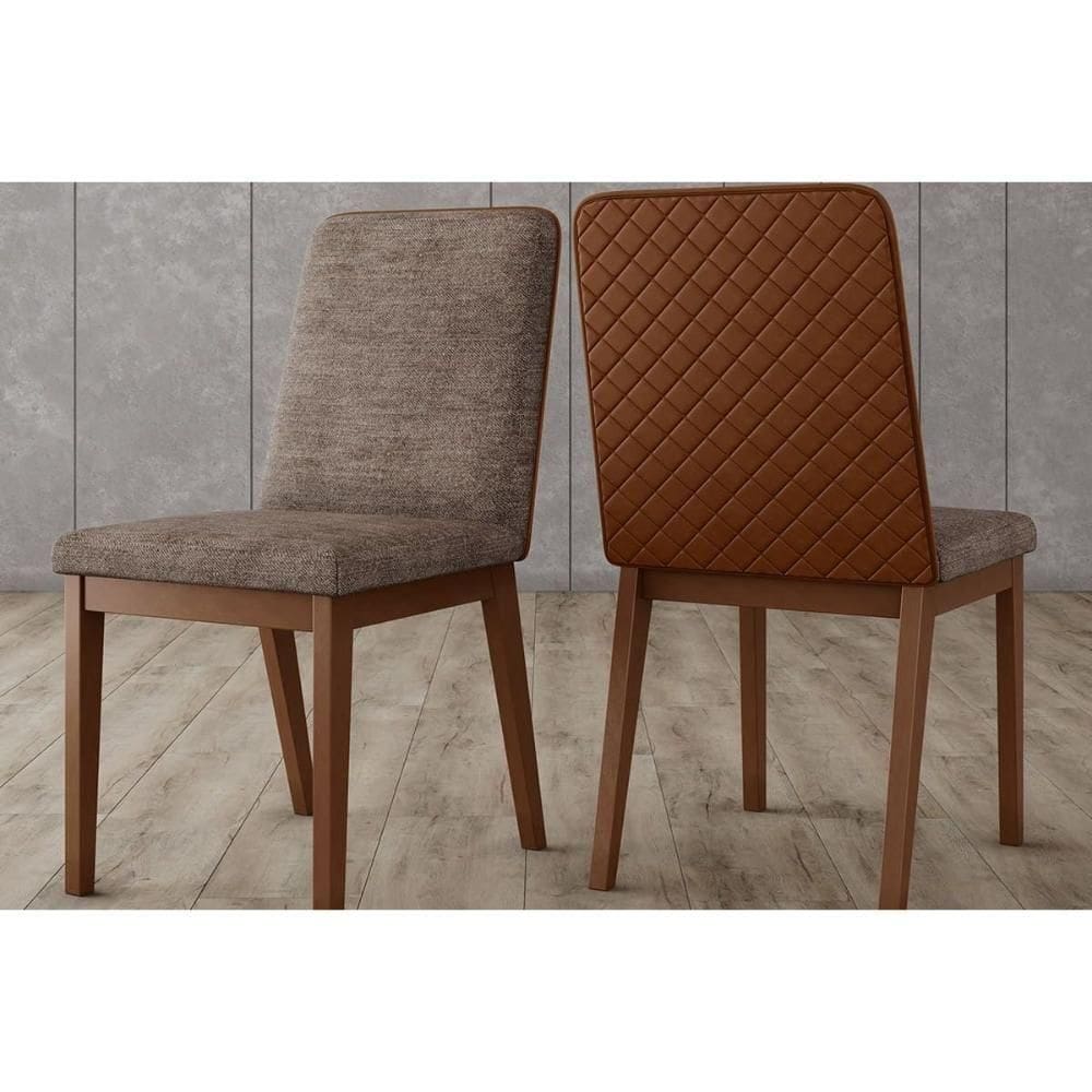 Cadeira Sala De Jantar Pietra Kit 2 Un Nature-courano Caramelo-linho Cacao - Henn