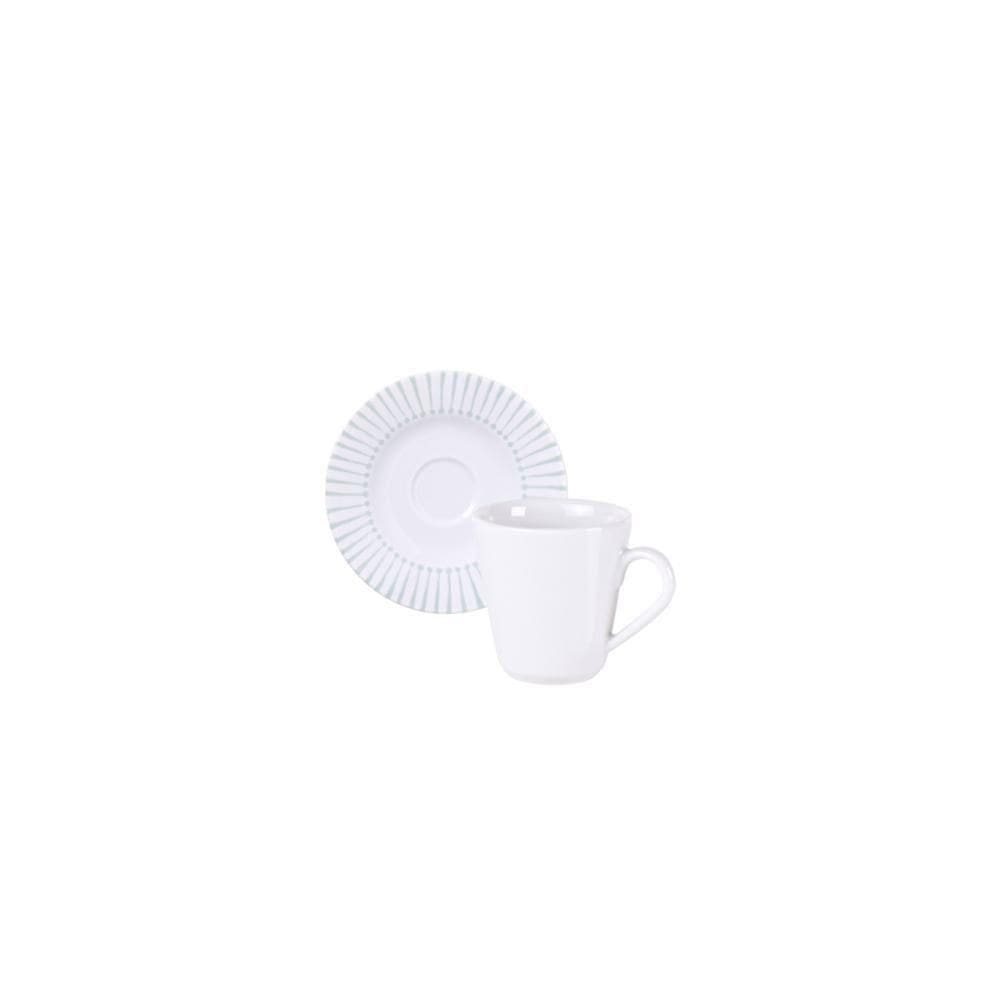 Conjunto Xícara E Pires De Café Tramontina Monocroma Em Porcelana Decorada 70 Ml 2 Peças