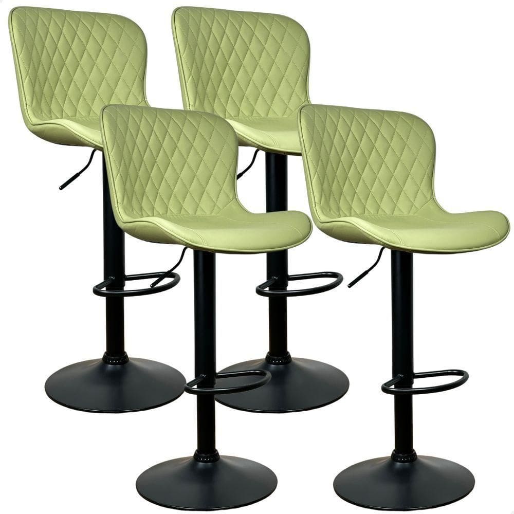 Banqueta Alta Para Cozinha Americana Bar Giratória Kit 04 Un Verde