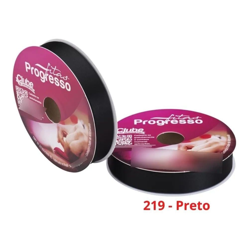 Fita Cetim Nº5 22 Mm Rolo Com 50 Metros 219 - Preto