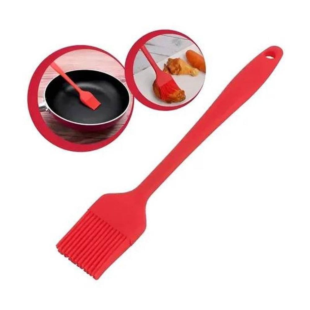 Pincel Culinário De Silicone Vermelho 25Cm Livre De Bpa