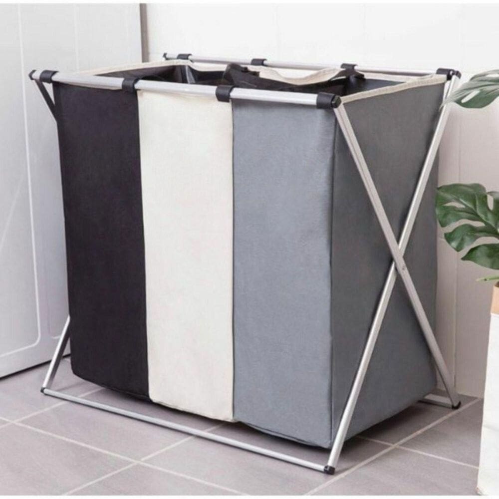 Cesto Para Guardar Roupa Suja Multiuso Com 3 Compartimentos