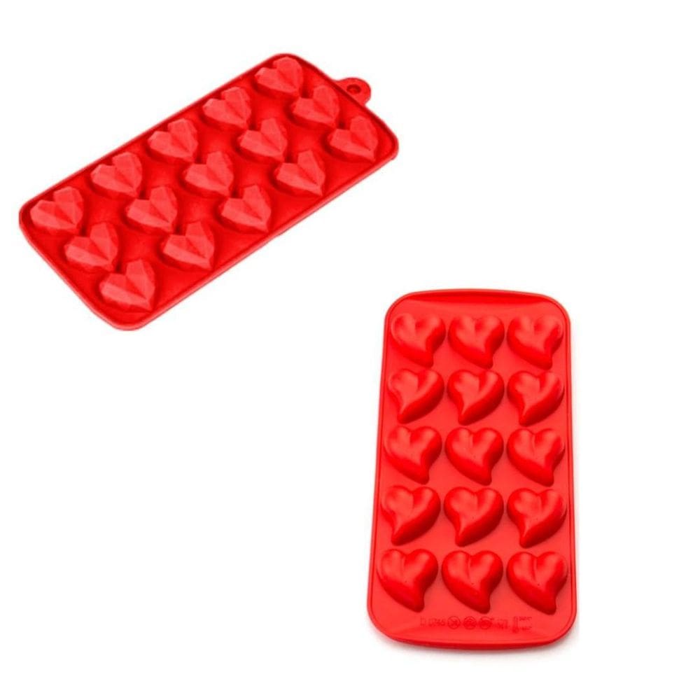 Kit 2 Forma Em Silicone Coração Para Bombom/Chocolate