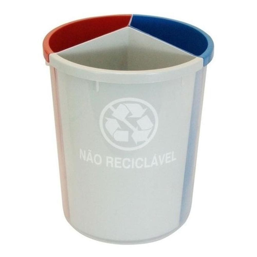 Kit Com 6 Lixeira Mix Plástico 3 Divisões Coleta Seletiva
