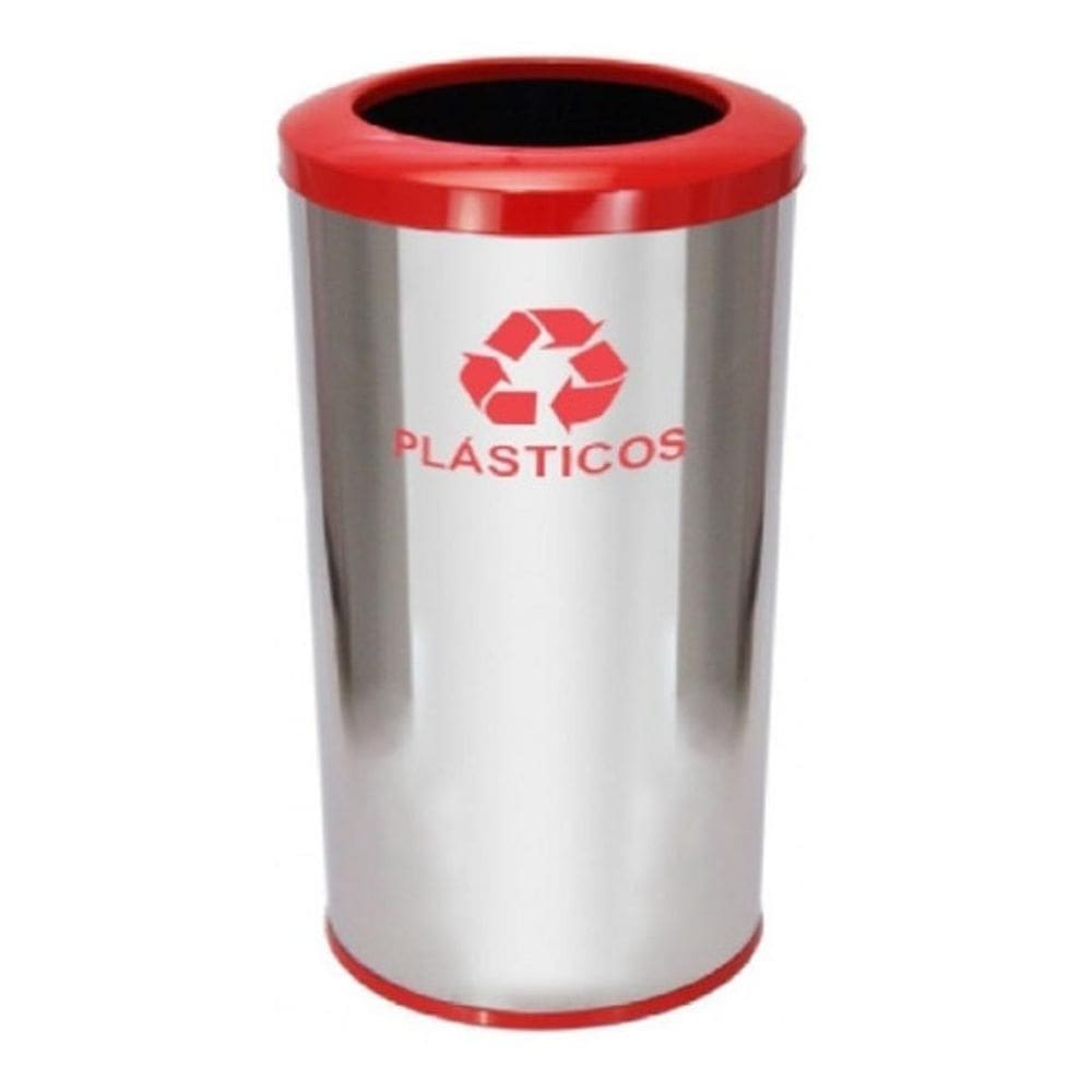 Lixeira Em Aço Inox Com Aro Pintado 22L