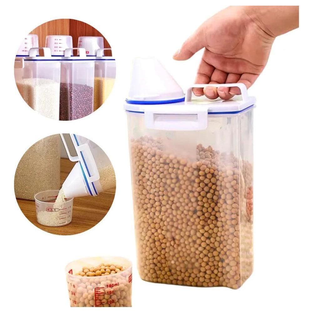 3X Dispenser 2 Litros Pote Hermetico Com Tampa Mantimentos C