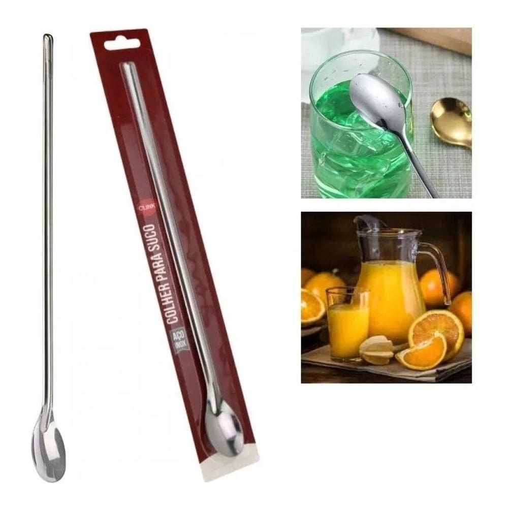 Colher Comprida Inox Bailarina Mexer Suco Bebida Jarra Longa