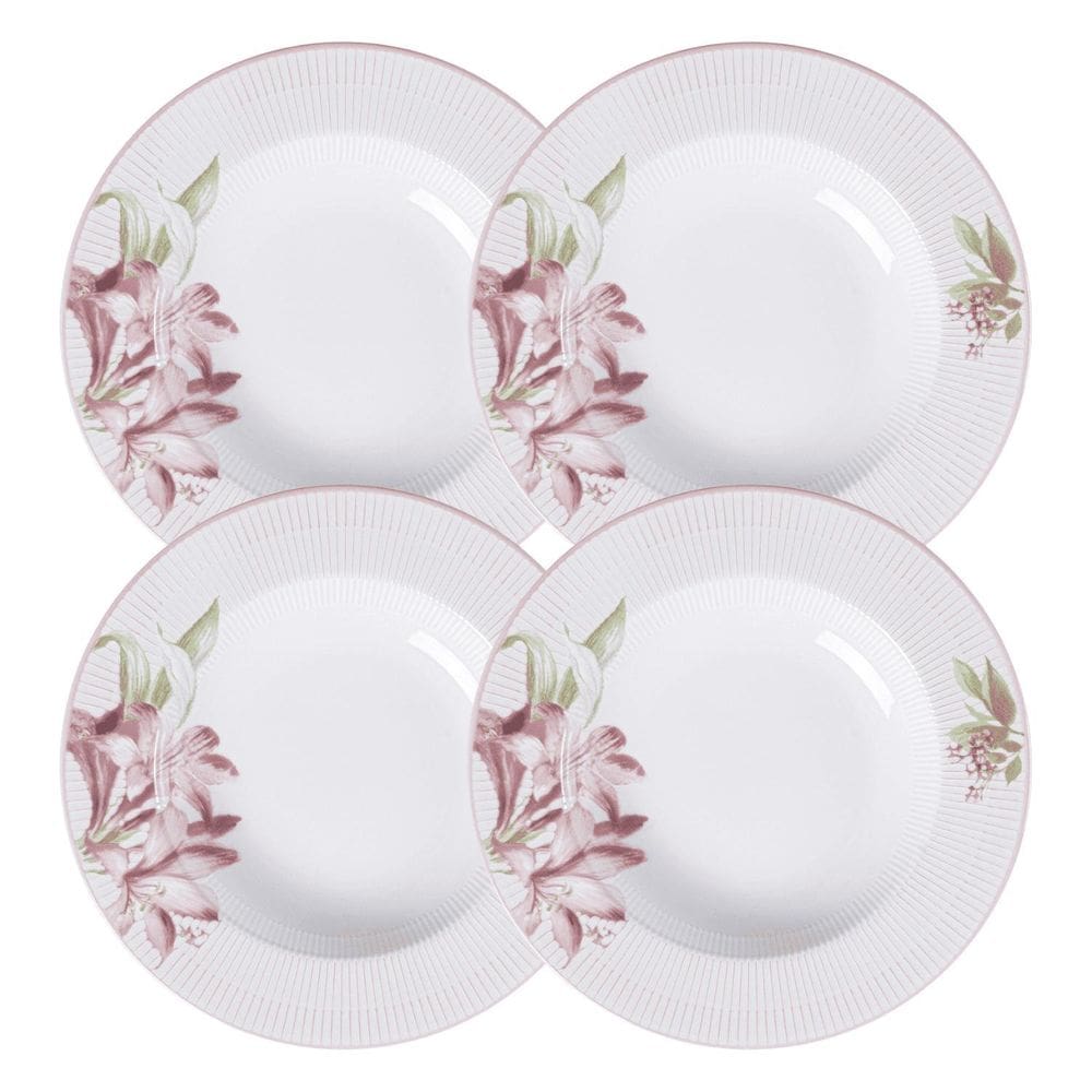 Jogo De Pratos Fundos 28Cm Kit 4 Peças Poeme Sopa Porcelana