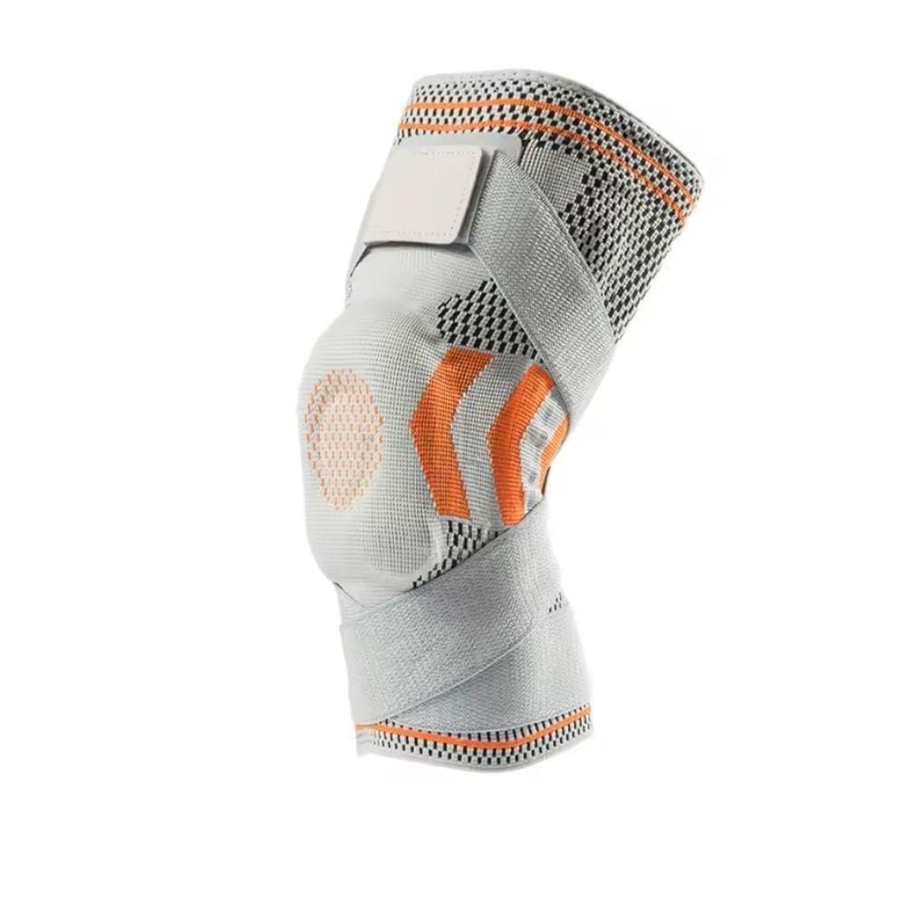 Joelheira Compressão Estabilizador Esportivo Silicone Gel Com Faixa Ajustável Com Suporte Cinza