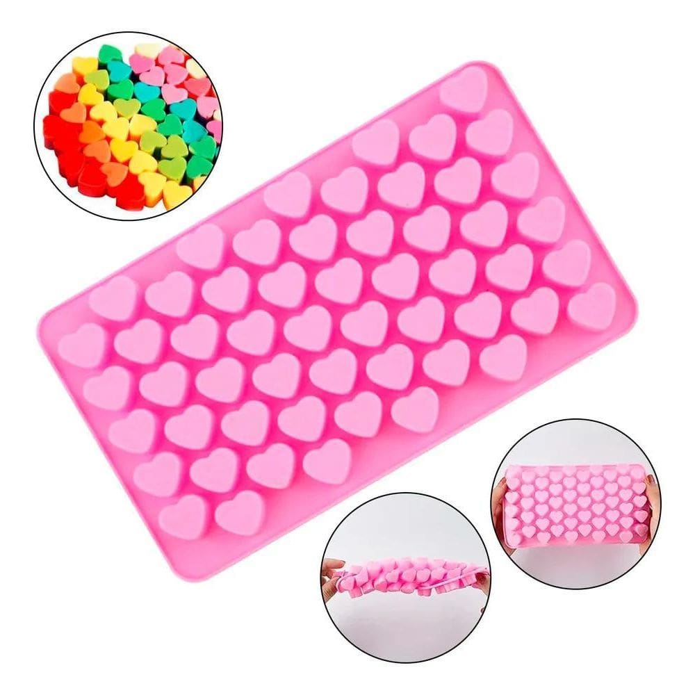 Forma Em Silicone Coração Bala Gummy Confeitar 55 Cavidades