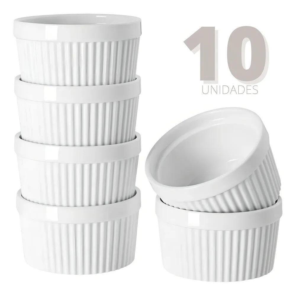 2X Kit 10 Tigelas Hotel Potinho Porcelana Molho Ramekin Cor