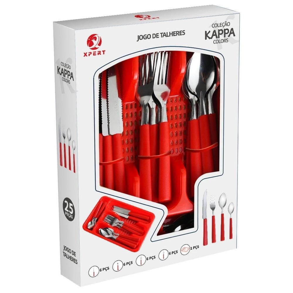 Jogo De Talheres 25 Peças - Vermelha