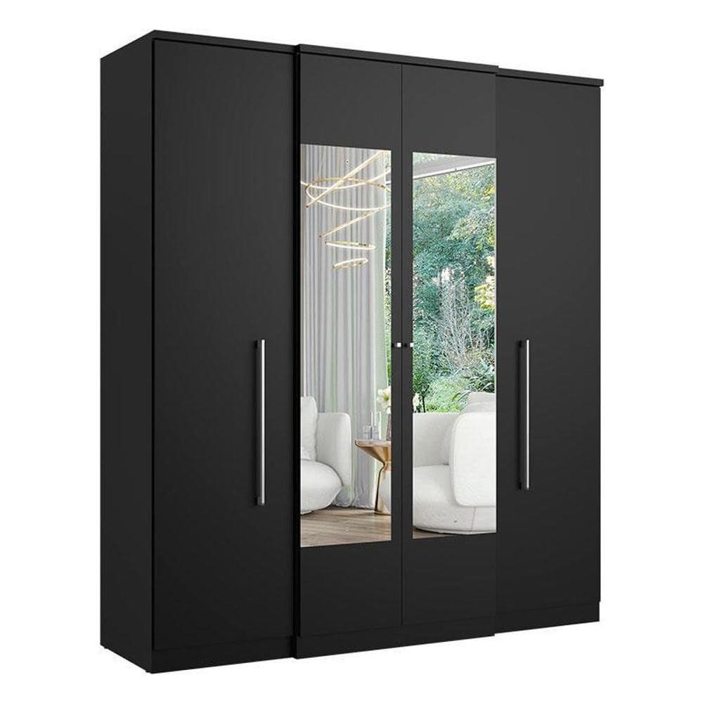 Guarda Roupa Casal Splendore Glass 4 Portas Preto Acetinado - Thb