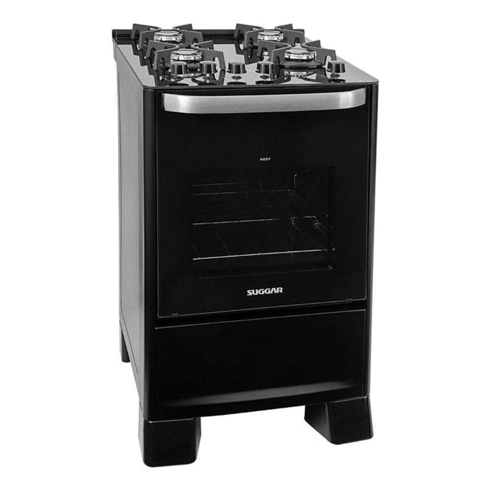 Fogão Best Glass 4 Queimadores Preto Fgvbg410pt Suggar Bivolt