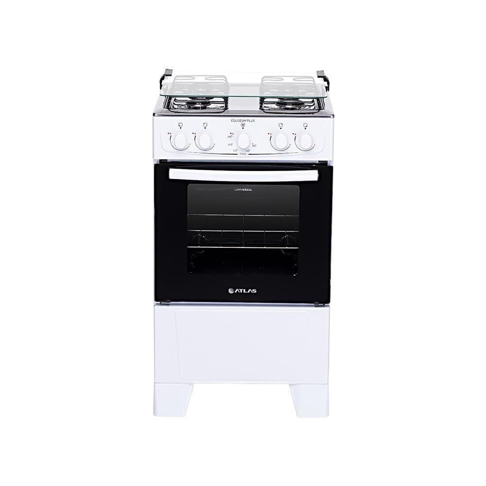 Fogão De Piso Atlas 4 Bocas Coliseum Plus Mesa Inox Branco Bivolt