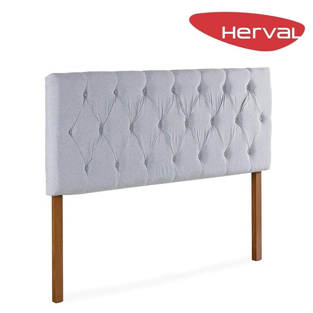 Cabeceira King Herval Berlim Estofada Linho Cinza Claro, 193 cm