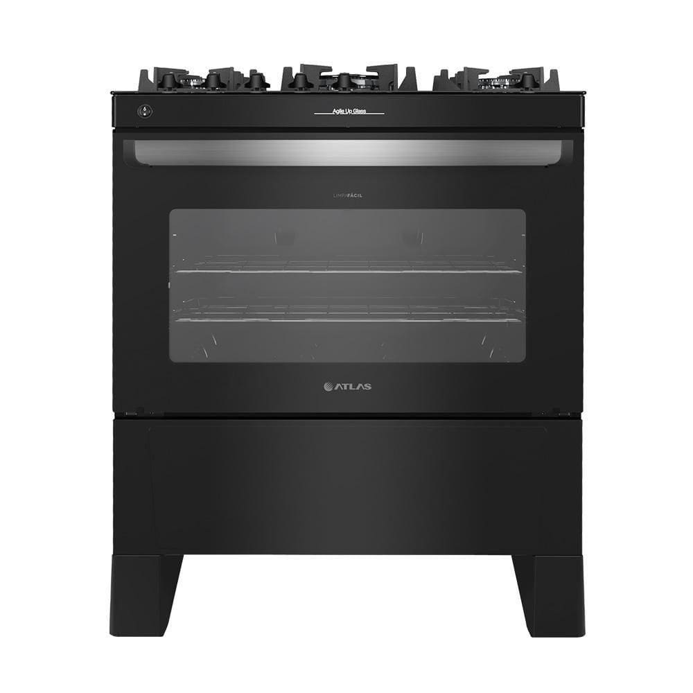 Fogão 5 Bocas Atlas Automático Agile Up Glass Preto Bivolt