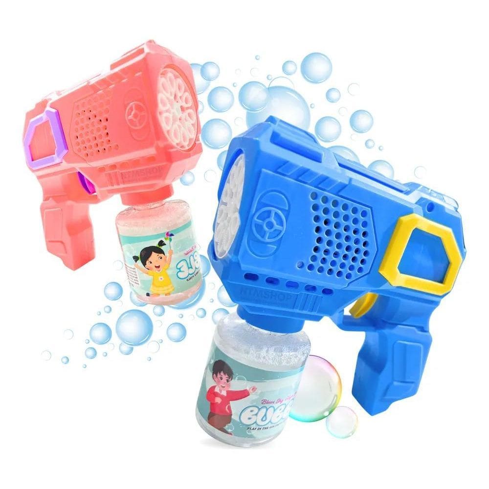 Brinquedo Bolha De Sabão Pistola Automática Máquina Bol Rosa