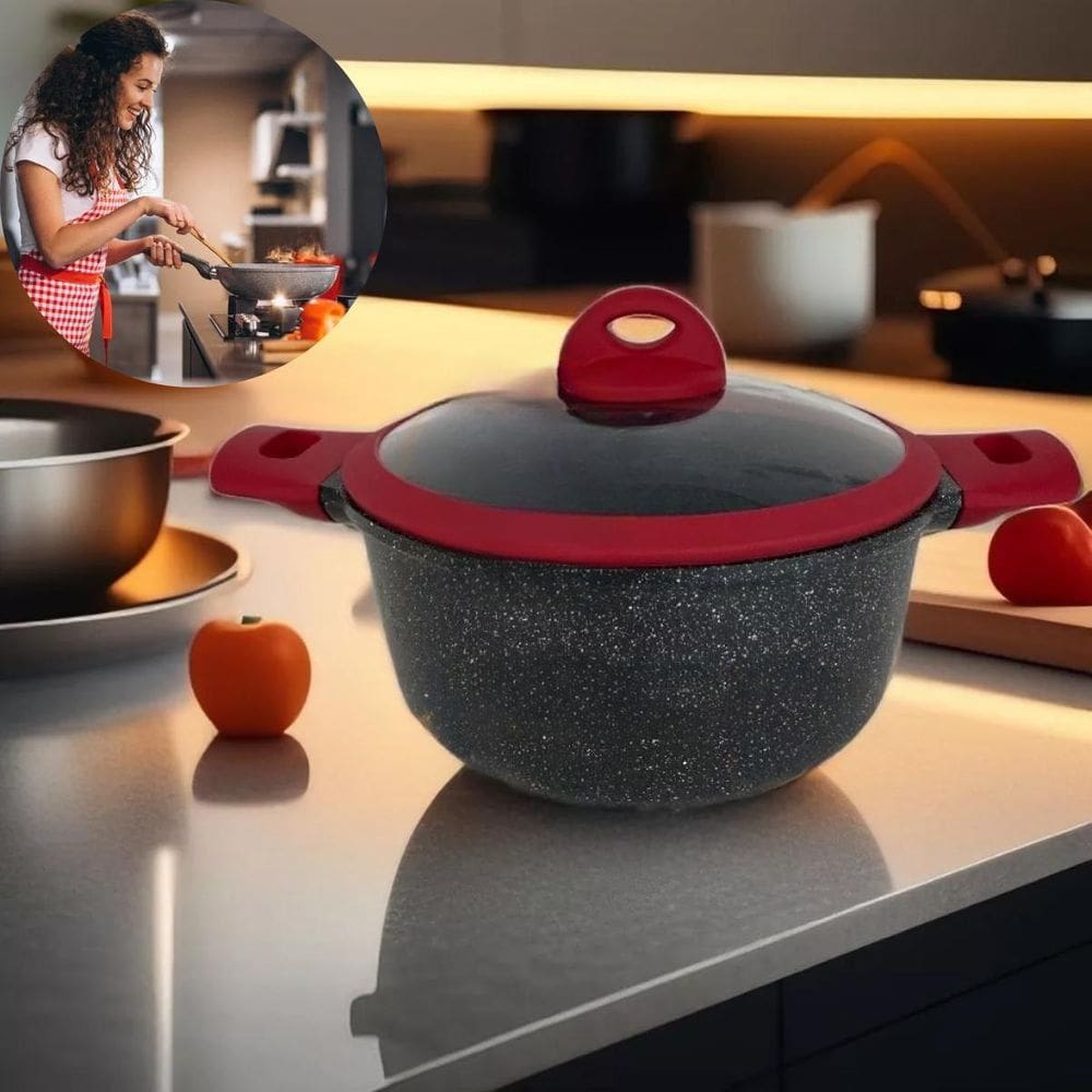 Panelas Elegantes E Modernas Cor Preta Vermelho Ótima Opção