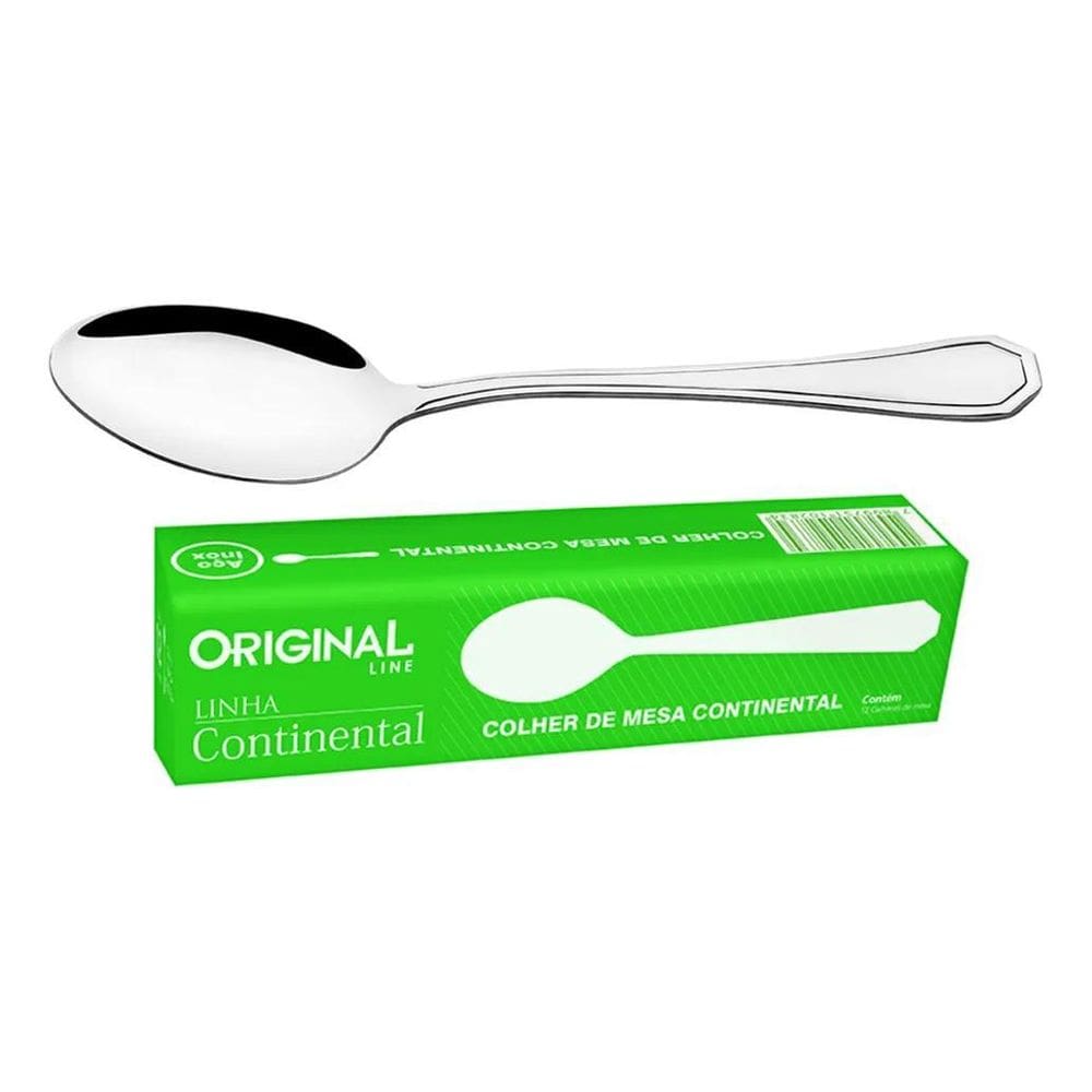 3X Jogo 24 Colher De Sopa Mesa Inox Continental Premium Sl03