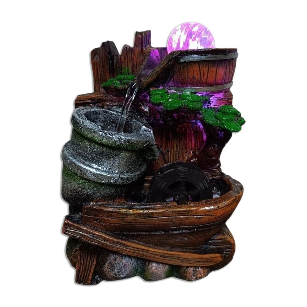 Fonte De Água Decorativa Led Cascata Paisagem Relaxante 2604