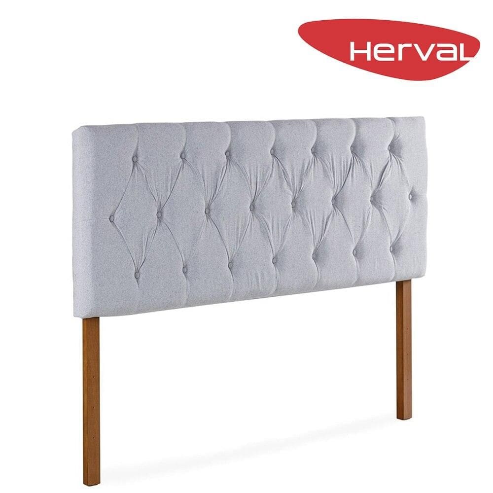 Cabeceira Queen Herval Berlim Estofada Linho Cinza Claro, 158 cm