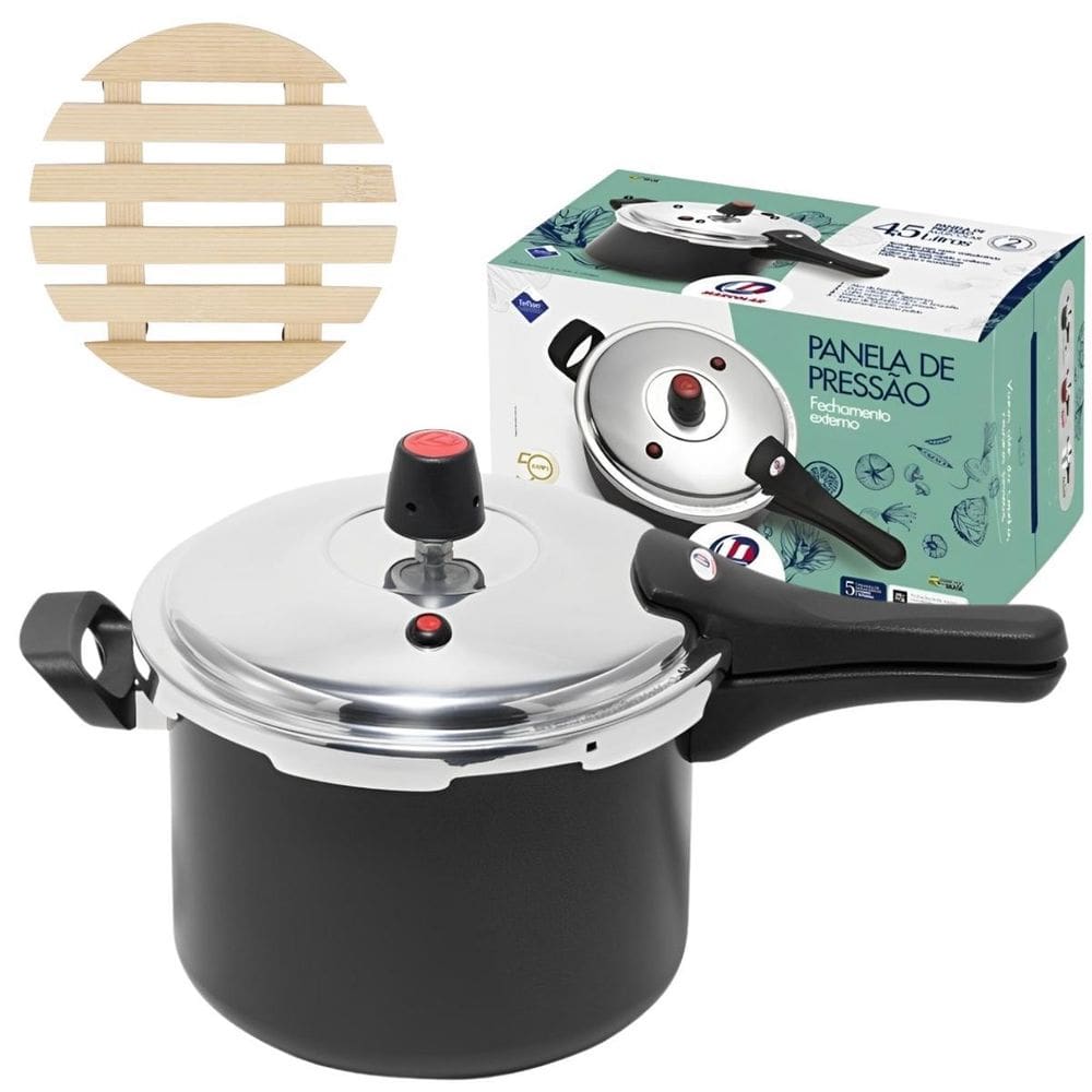 Panela De Pressão 4,5 L Fechamento Externo + Descanso Panela