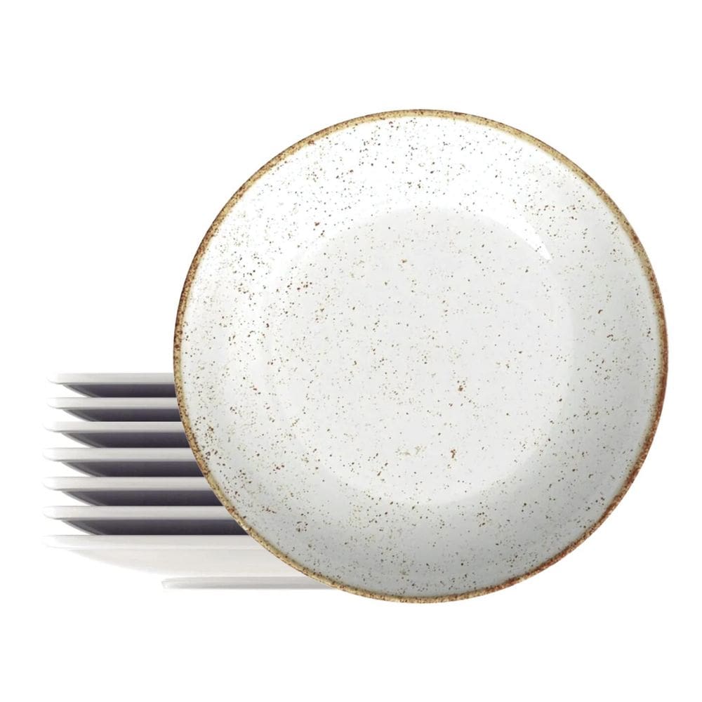 Kit 8 Pratos De Sobremesa Porcelana 21Cm Tramontina Rustico