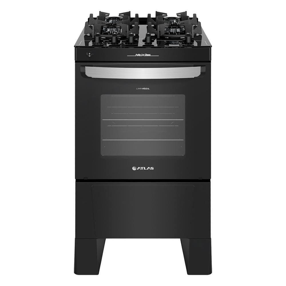 Fogão 4 Bocas Atlas Automático Agile Up Glass Preto Bivolt
