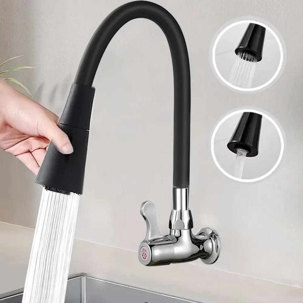 Torneira Gourmet Luxo Flexível Cozinha Parede 2 Jatos Pia Co