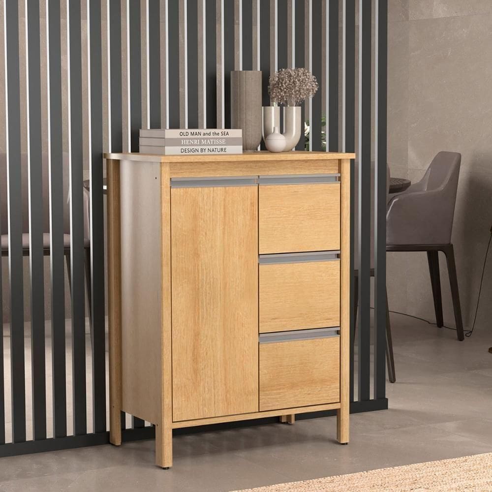 Gabinete Armário Banheiro Ditália 1 Porta 3 Gavetas Bn-08 Riviera