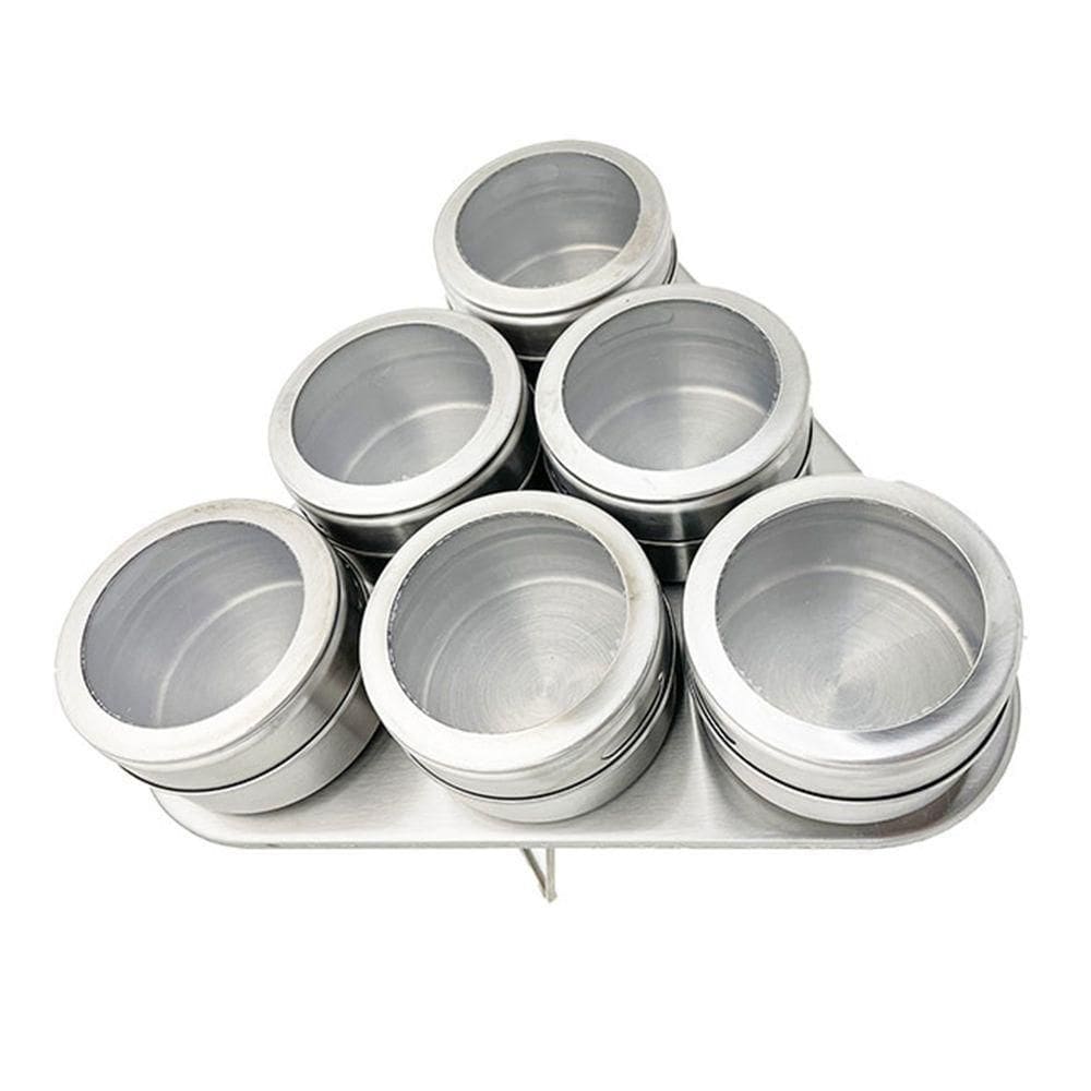 Kit 6 Porta Temperos Condimento Magnetico Inox Imã Geladeira