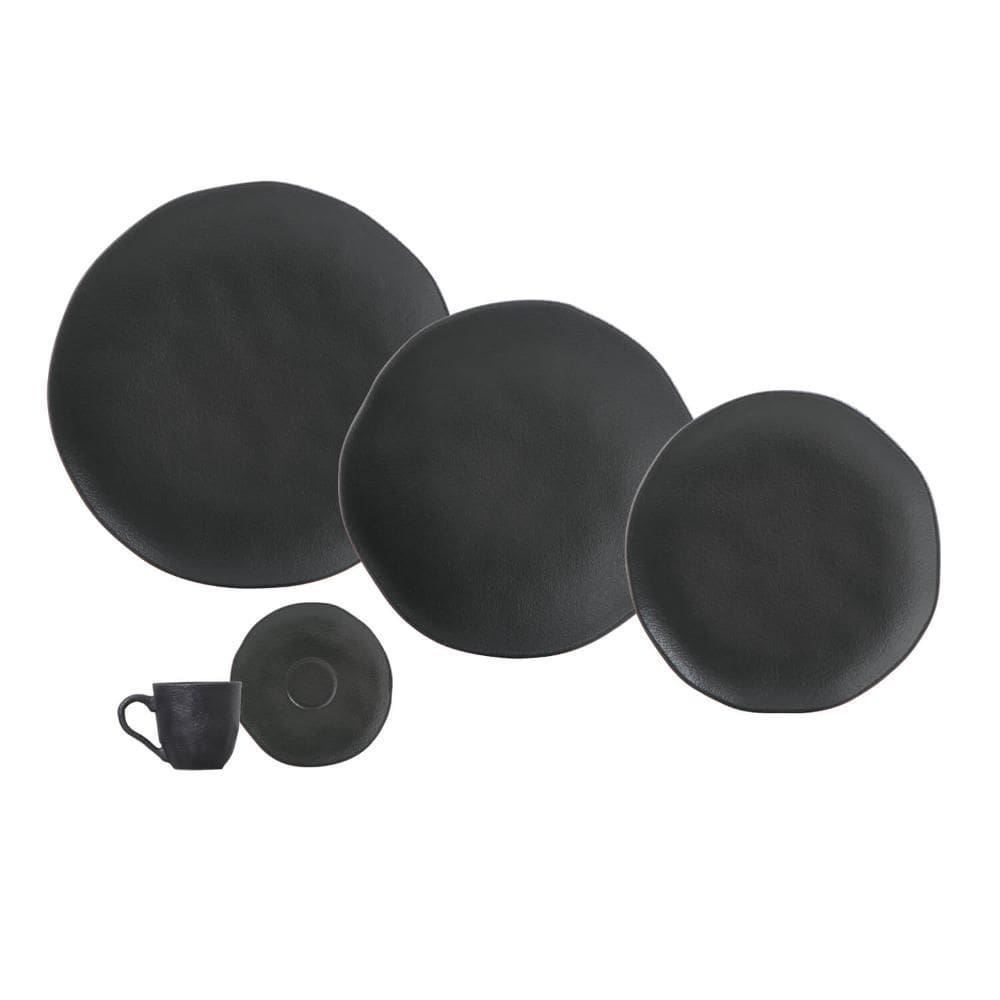 Aparelho de Jantar 30 Peças Orgânico Preto Matte (para 6 pessoas)