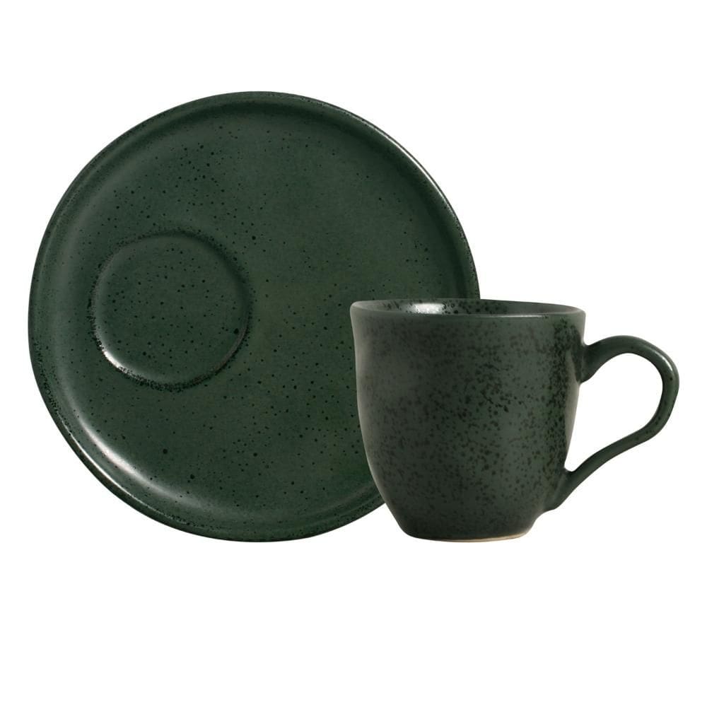 Conjunto com 6 Xícaras De Chá Orgânico 170ml com 6 Pires Descentralizado Greenery