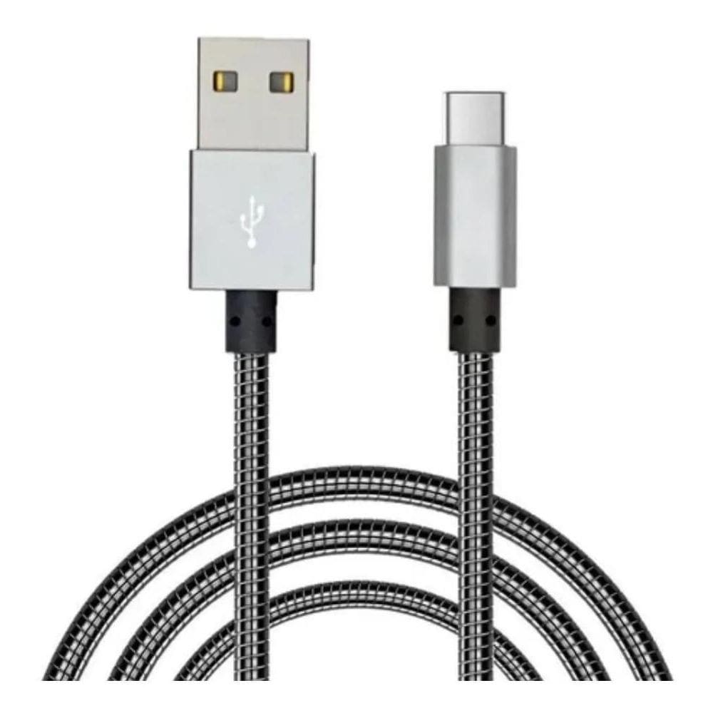 Cabo USB 3.1 Tipo C Turbo Fast Charge Metal Reforçado Type C Prata