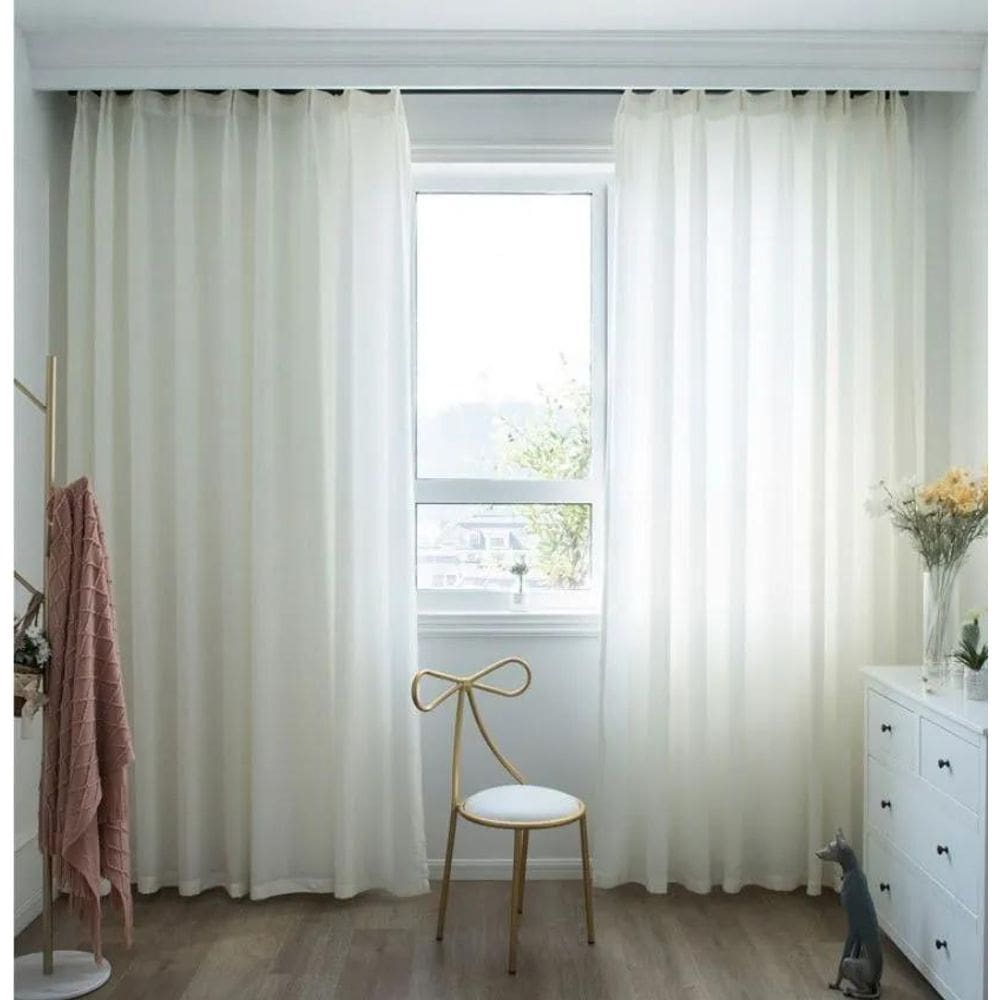 Cortina Tecido Voal Trilho Suisso Sanca Teto Alto 4X2,80 Pal