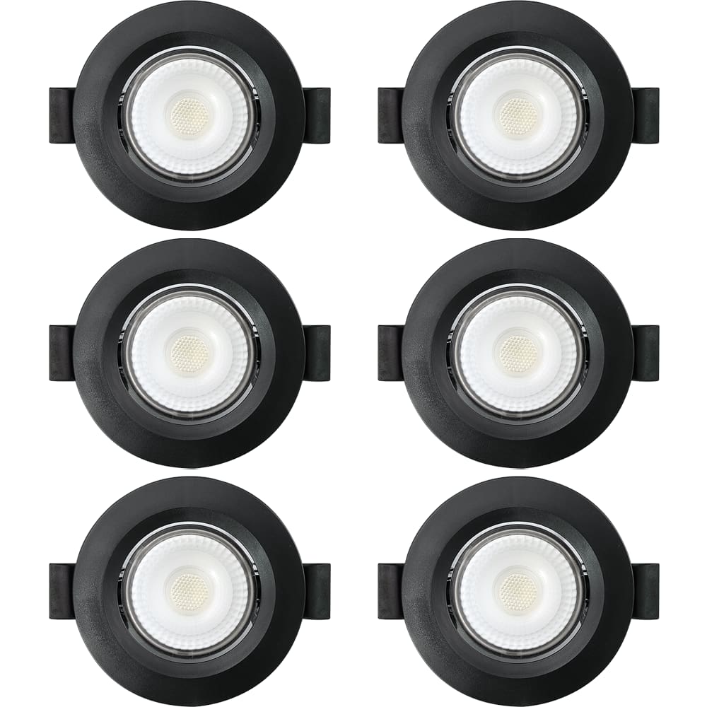 Kit 6 Spot de Led Embutir Slim MR16 Redondo 6W Preto Bivolt 4000K Neutro