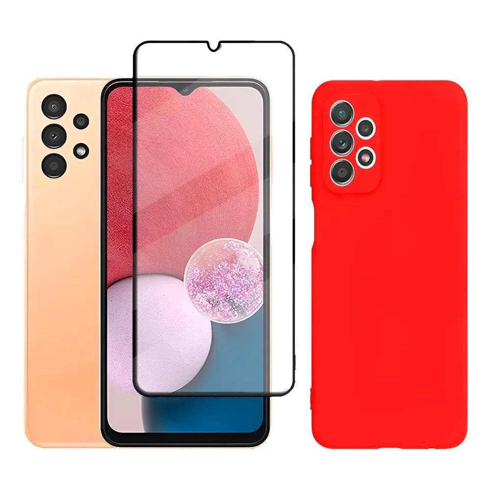 Capa Capinha Case Aveludada + Película 3D Para Galaxy Vermel