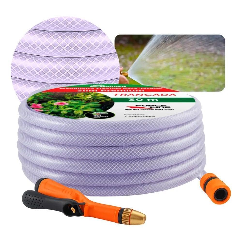 Mangueira Trançada 1/2 Transparente 20M + Acessórios